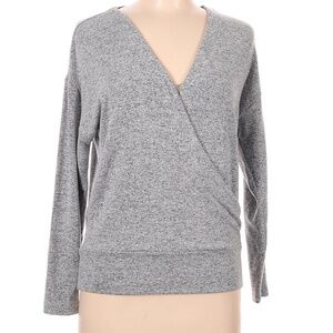 White House black market gray faux wrap top MP